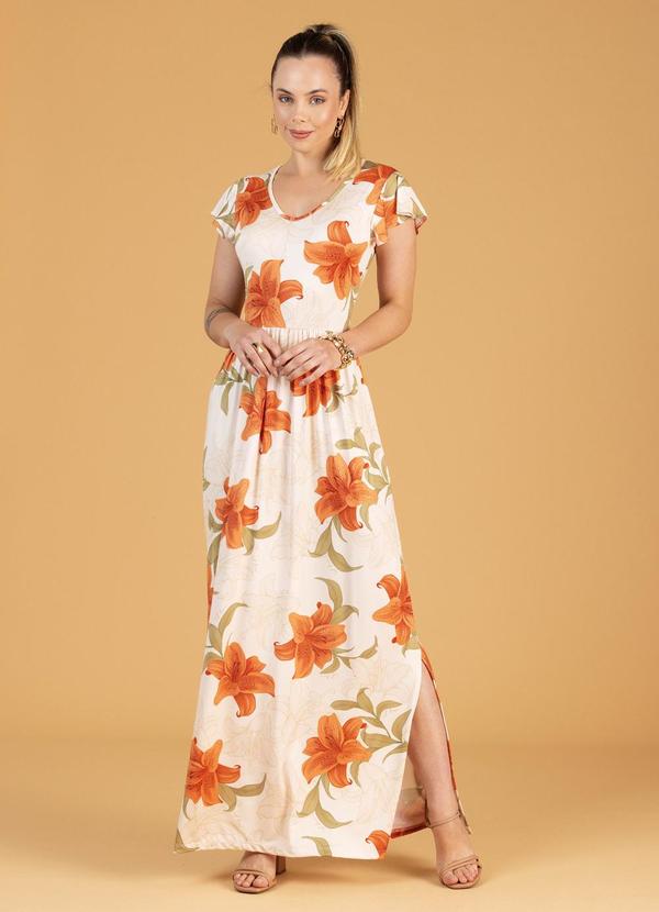 Vestido Longo Adulto Feminino Laranja
