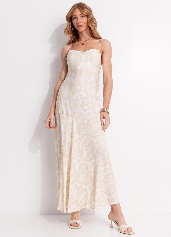 Vestido Longo Alças Cavalos Marinhos Off White