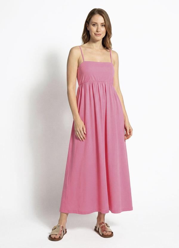 Vestido Longo Alças Rosa