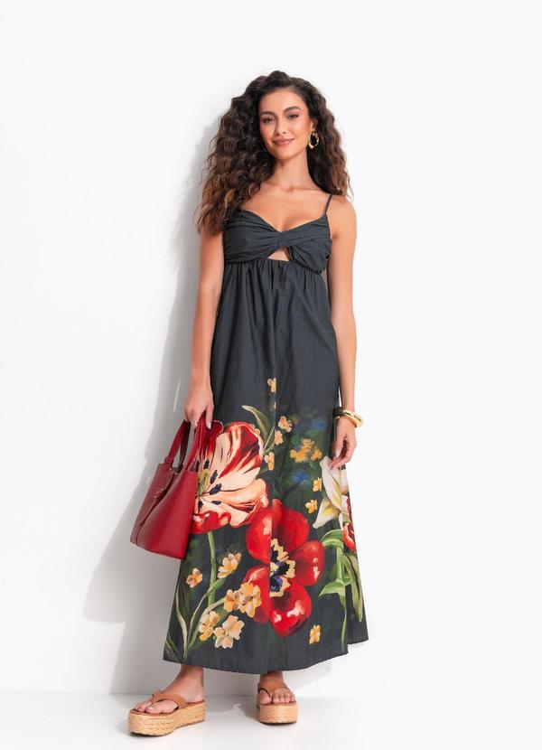 Vestido Longo Alcinha Floral Belo Verde