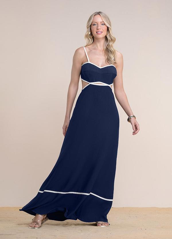 Vestido Longo Alfaiataria Azul