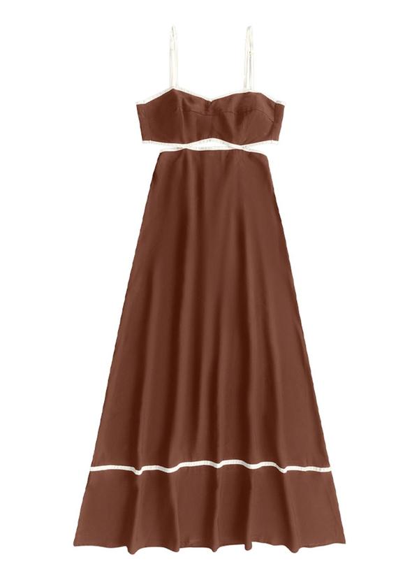 Vestido Longo Alfaiataria Marrom