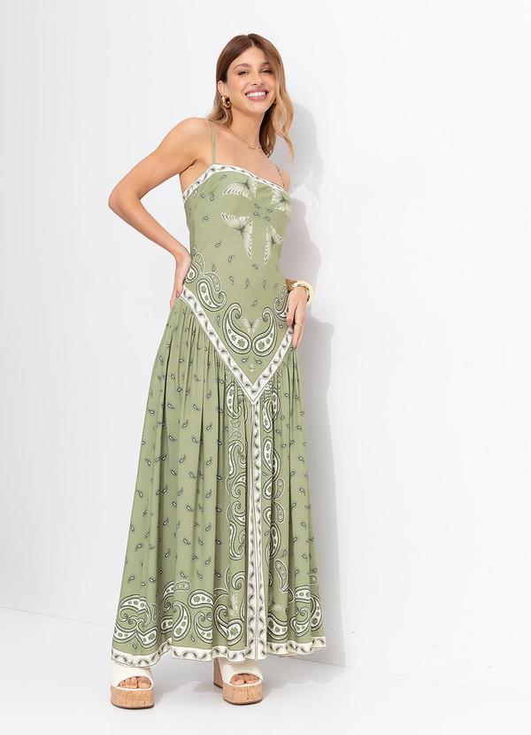 Vestido Longo Bandanas Jardim Verde