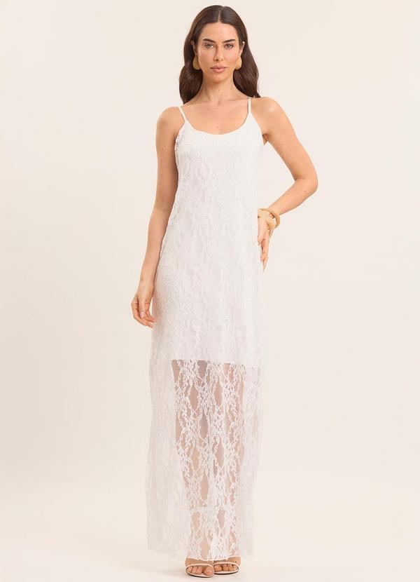 Vista 2 Vestido Longo Boho em Renda Branco Doce Trama Doce Trama