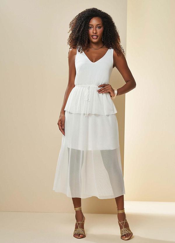 Vestido Longo Brisa em Tule Branco
