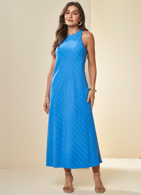 Vista 2 Vestido Longo Brisamar Texturizado Azul Doce Trama Doce Trama