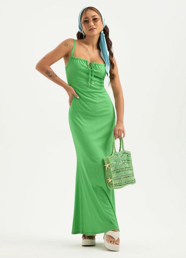 Vestido Longo Canelado Verde