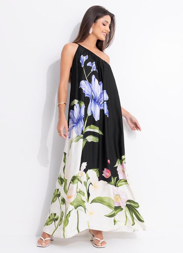 Vestido Longo Céu de Flor Preto
