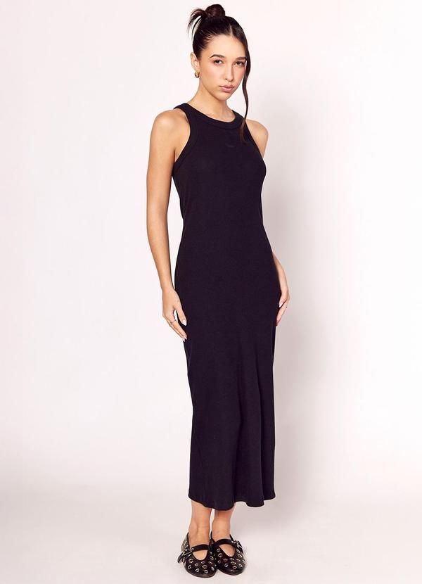 Vestido Longo com Decote Nadador Marrom