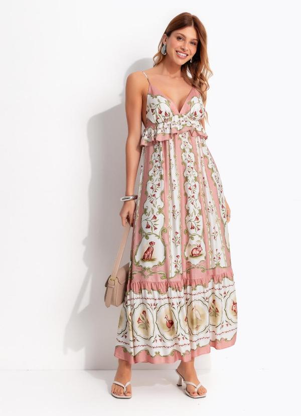 Vestido Longo Doce Encanto Bege