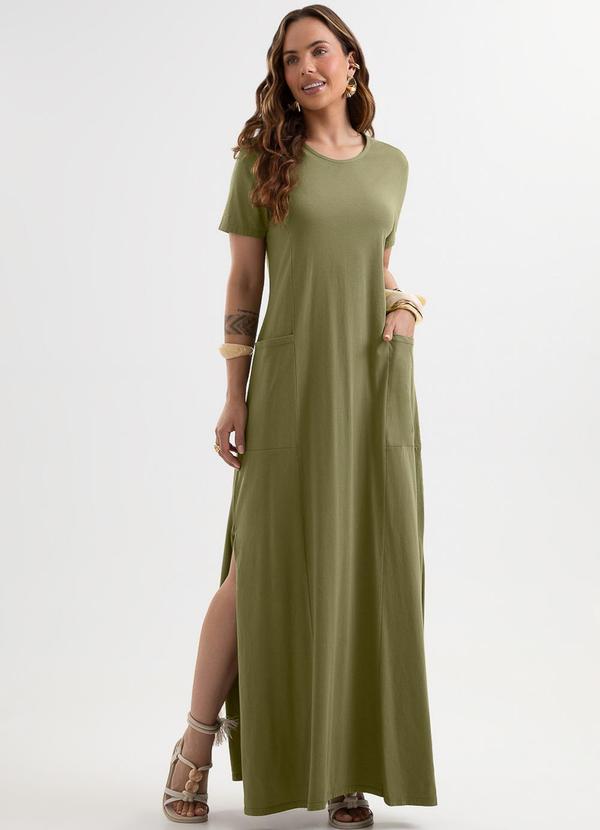 Vestido Longo em Algodão Verde