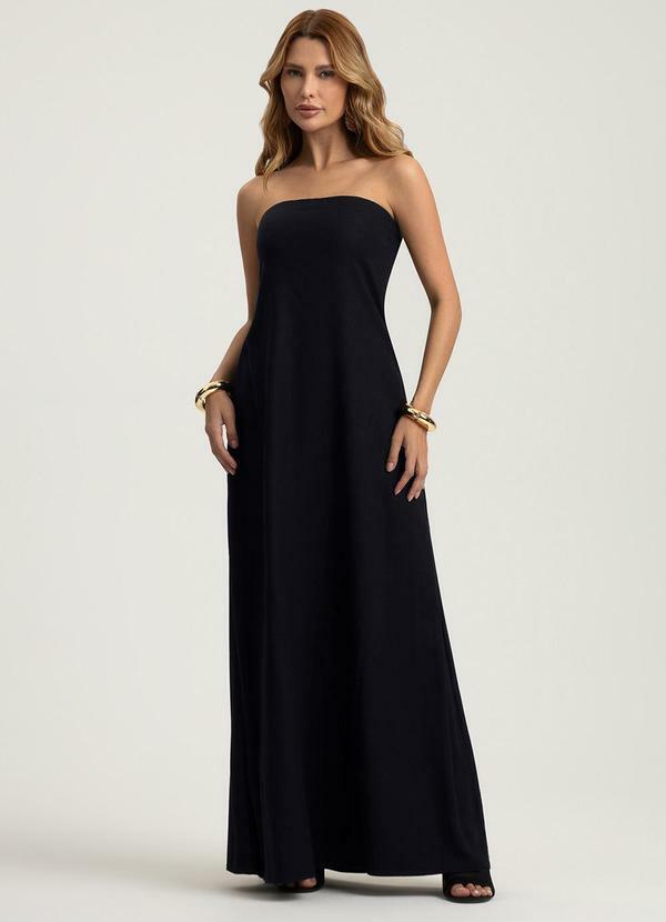 Vestido Longo em Linho Preto