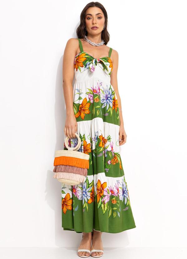Vestido Longo em Viscolinho Bege