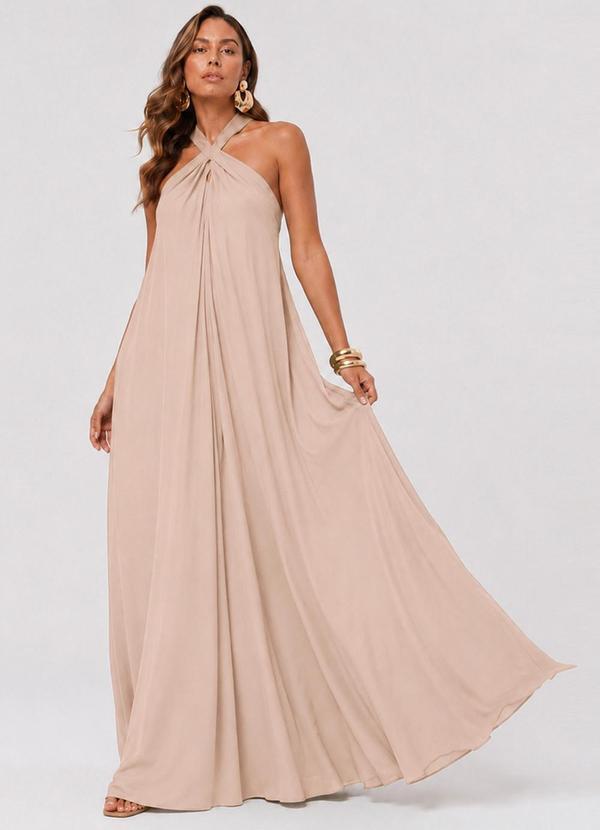 Vestido Longo em Viscolinho Rosa
