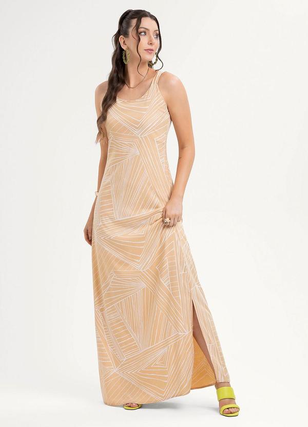 Vestido Longo em Viscose Bege