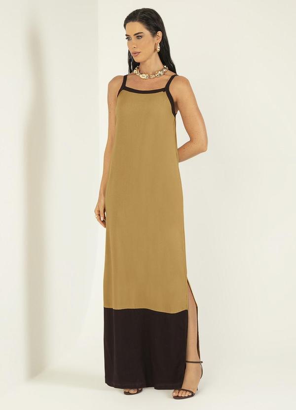 Vista 2 Vestido Longo em Viscose Marrom Gris Gris