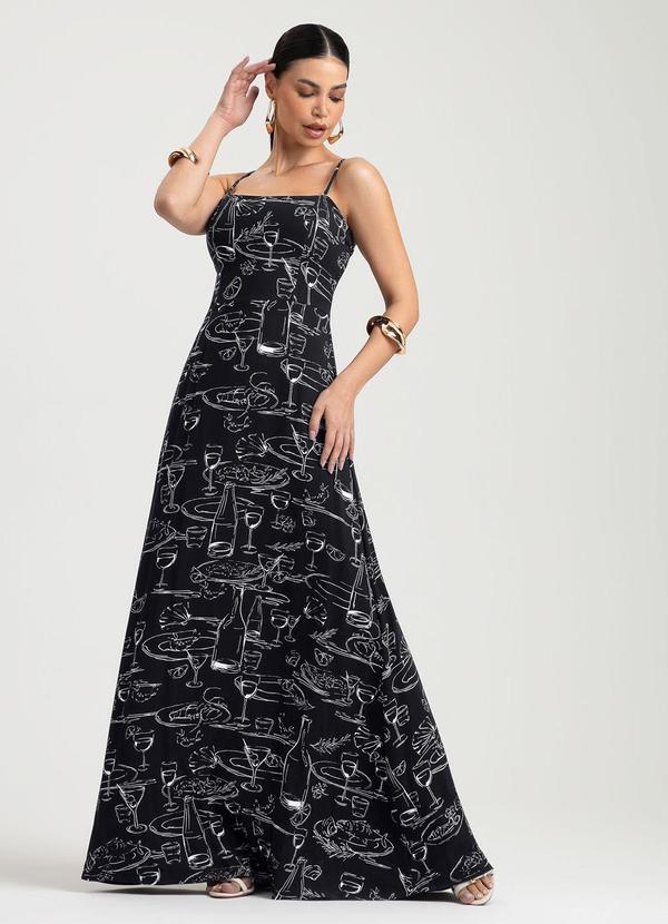 Vestido Longo em Viscose Preto