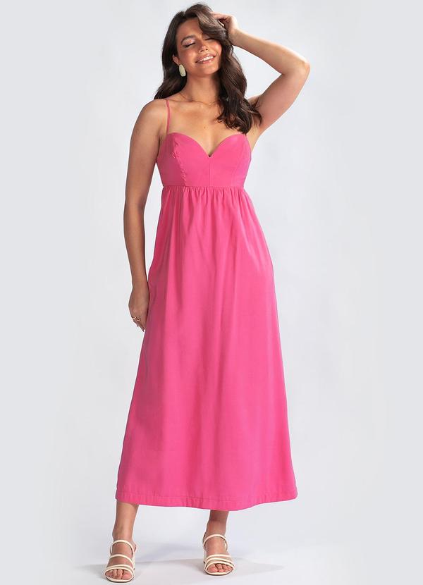 Vestido Longo em Viscose Rosa