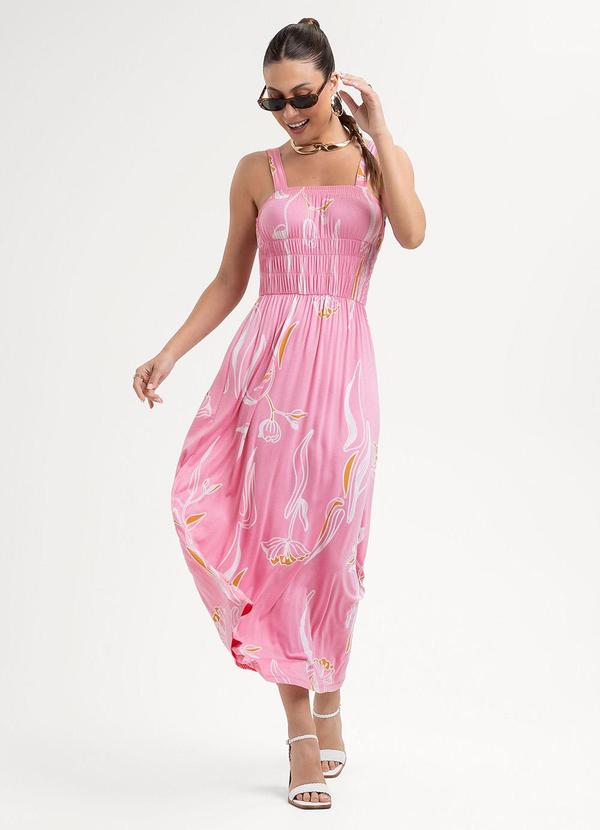 Vestido Longo em Viscose Rosa