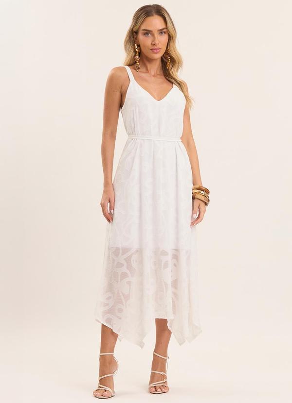 Vestido Longo Estampado Branco