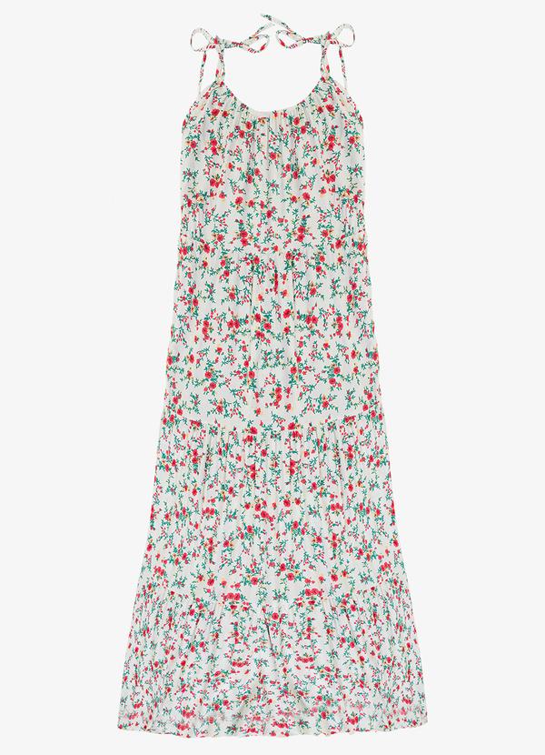 Vista 2 Vestido Longo Estampado Viscolinho Branco Select Select
