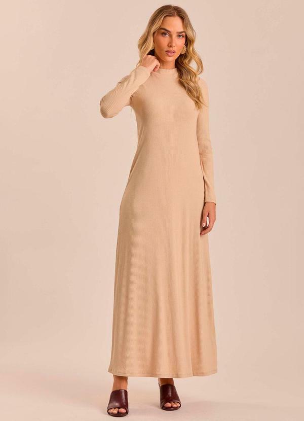 Vestido Longo Ethnic Blur em Ribana Bege