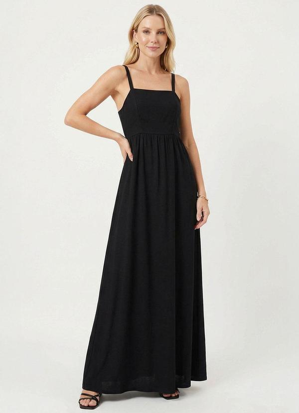 Vestido Longo Feminino Alças Ajustáveis Preto