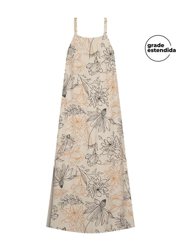 Vestido Longo Feminino com Fenda Bege