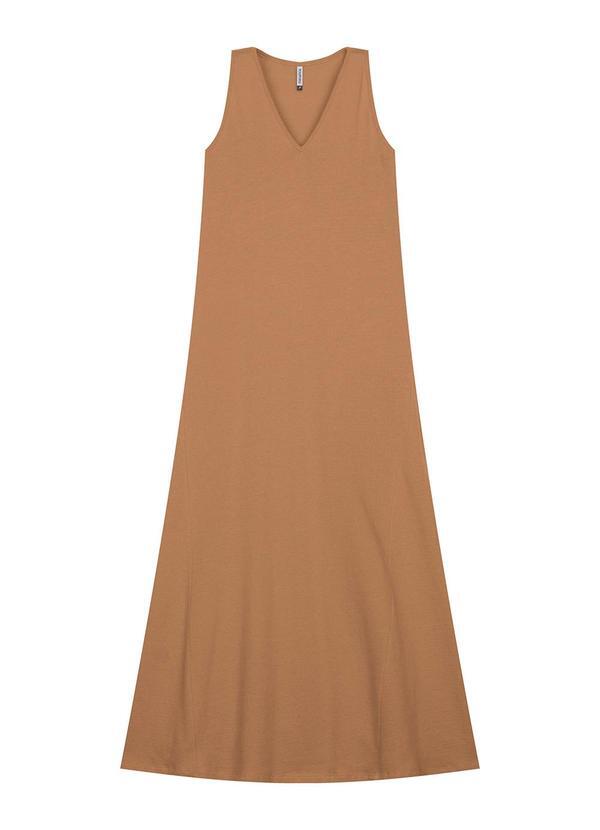 Vestido Longo Feminino Decote V Marrom