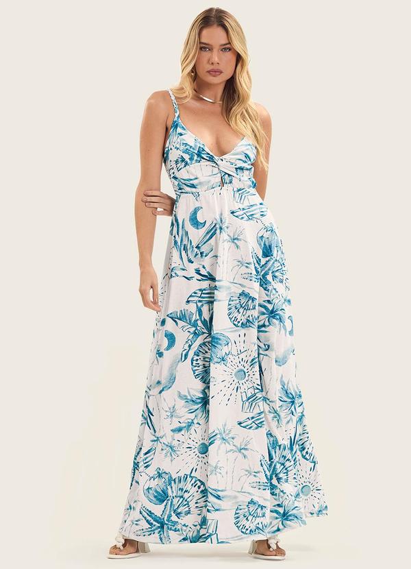 Vestido Longo Feminino em Meia Malha Azul