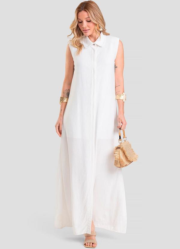 Vestido Longo Feminino em Tecido Linho Bege