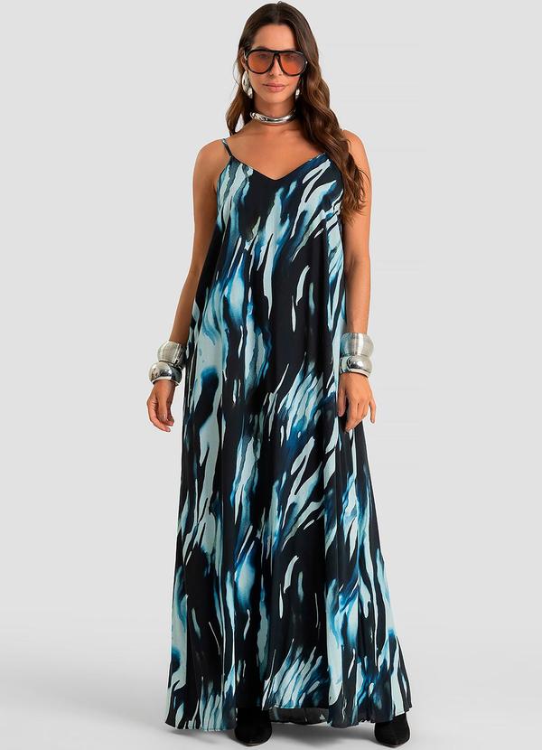 Vestido Longo Feminino em Viscose Khyara Azul