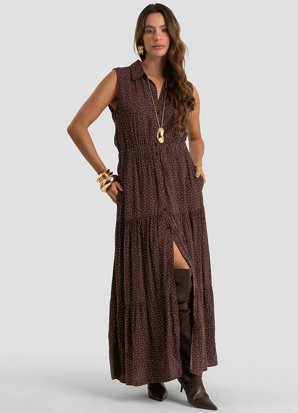 Vestido Longo Feminino em Viscose Marrom