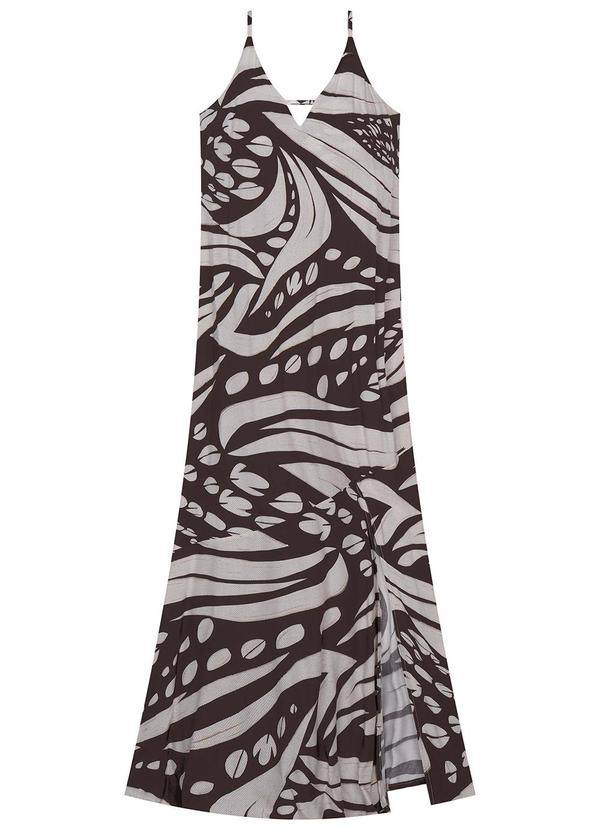 Vestido Longo Feminino Estampado Marrom