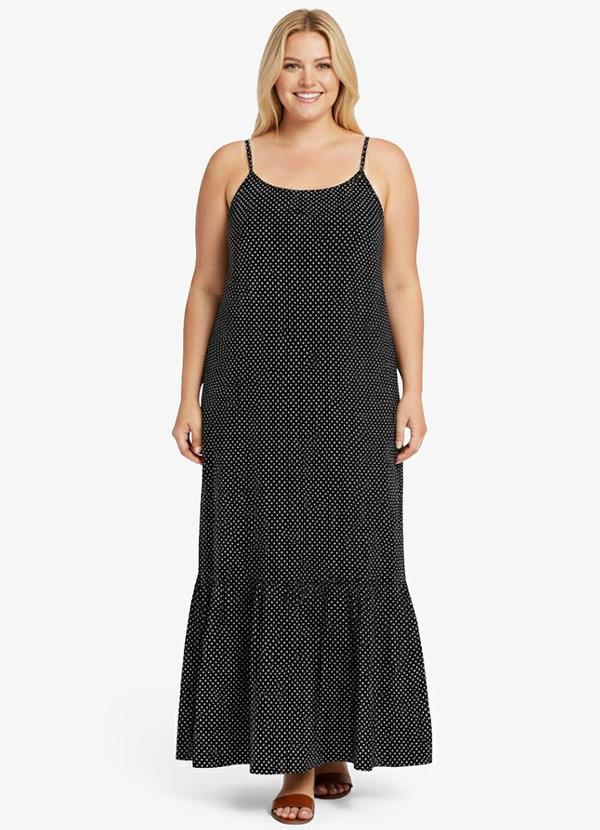 Vista 2 Vestido Longo Feminino Estampado Preto Select Select