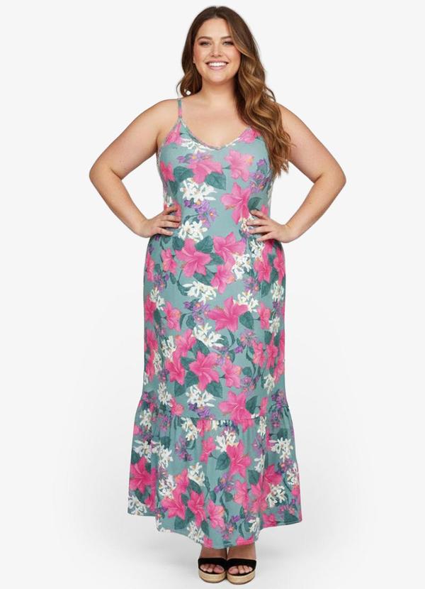 Vista 2 Vestido Longo Feminino Estampado Verde Select Select