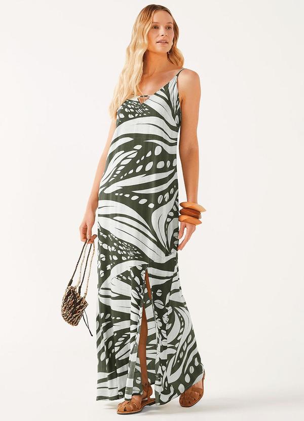 Vestido Longo Feminino Estampado Verde