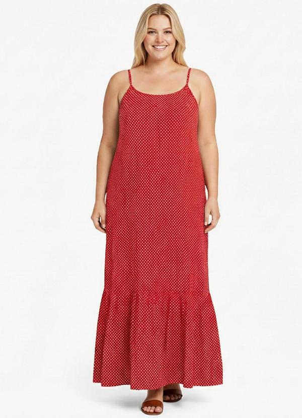 Vista 2 Vestido Longo Feminino Estampado Vermelho Select Select
