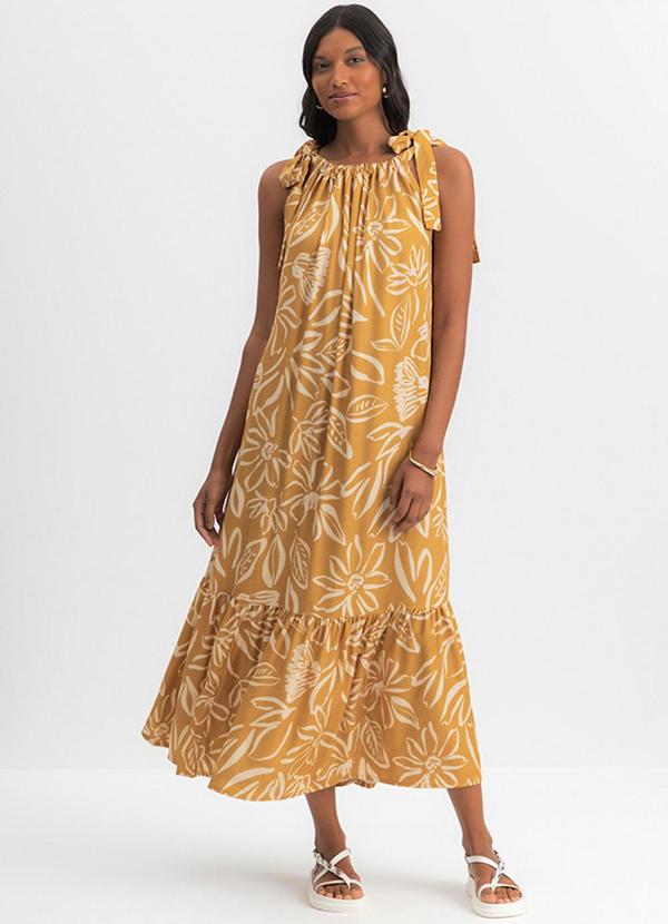 Vestido Longo Feminino Floral Amarelo