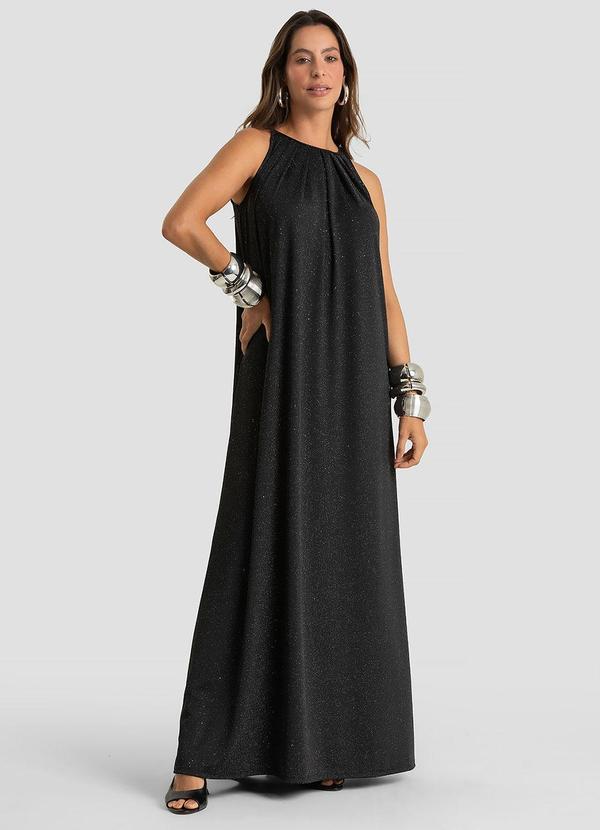 Vestido Longo Feminino Malha Star Shine Preto