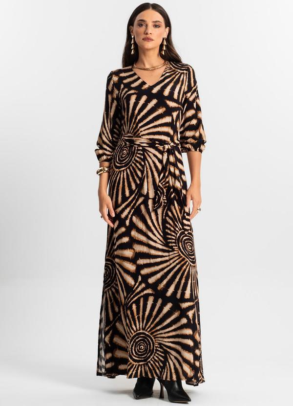 Vestido Longo Feminino Viscose Preto