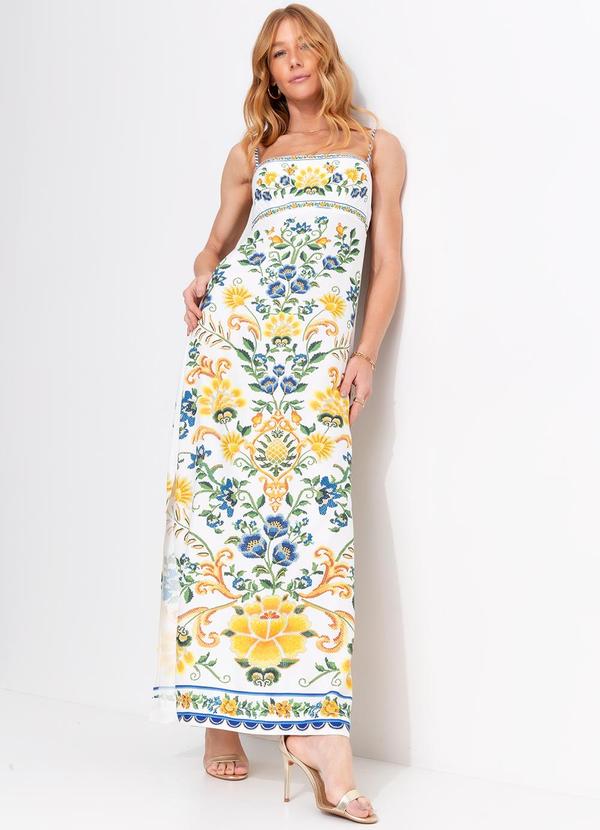 Vestido Longo Floral Emilia Off White
