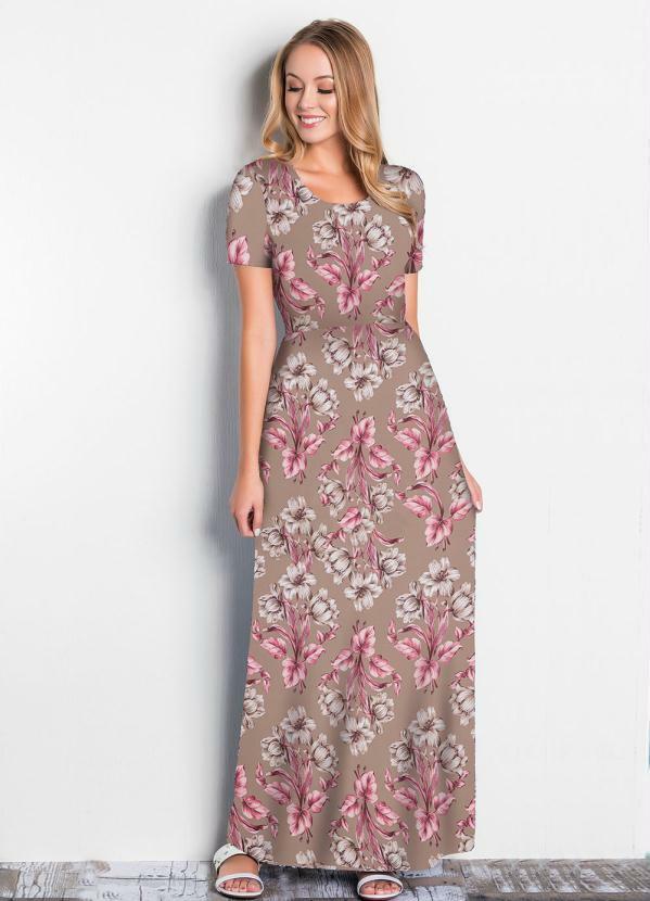 Vista 2 Vestido Longo Floral Nude Rosalie Rosalie