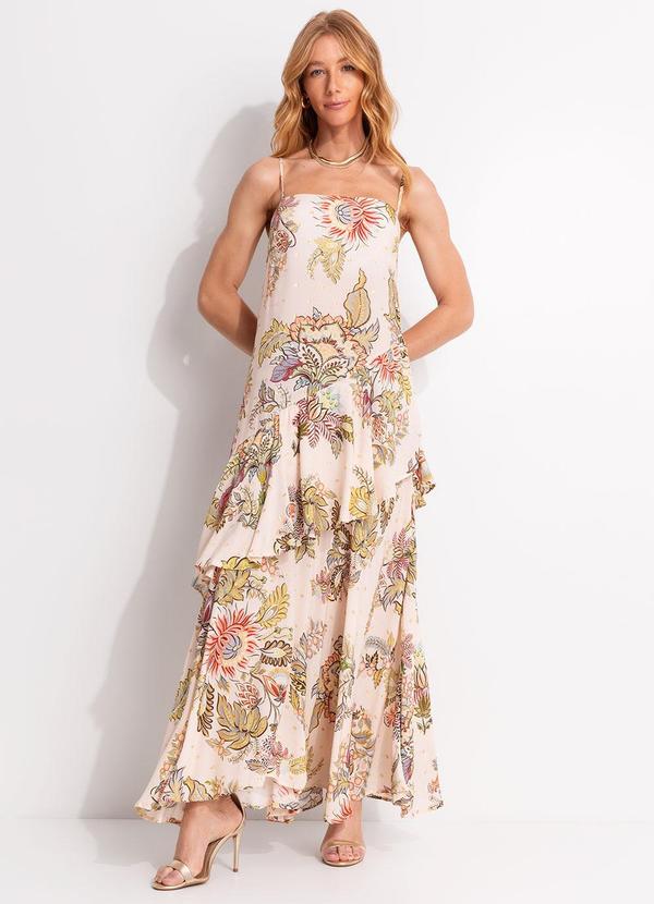 Vista 2 Vestido Longo Floral Raiana Rosa FARM FARM