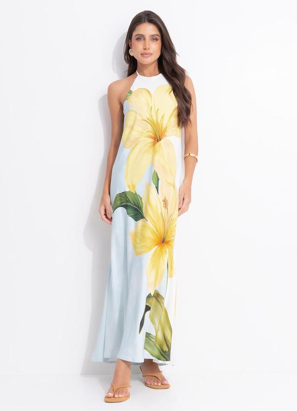 Vestido Longo Floral Samanta Azul