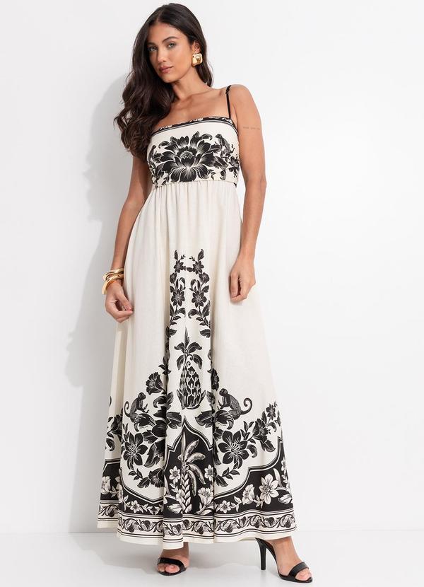 Vista 2 Vestido Longo Guanacaste Bege FARM FARM