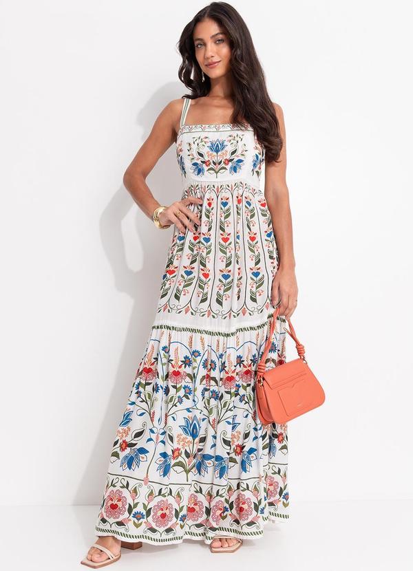 Vista 2 Vestido Longo Jardim Beleza Bege FARM FARM