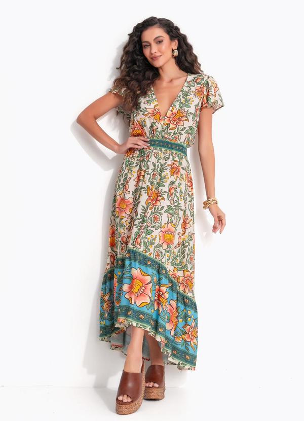 Vestido Longo Jardim Boho Bege