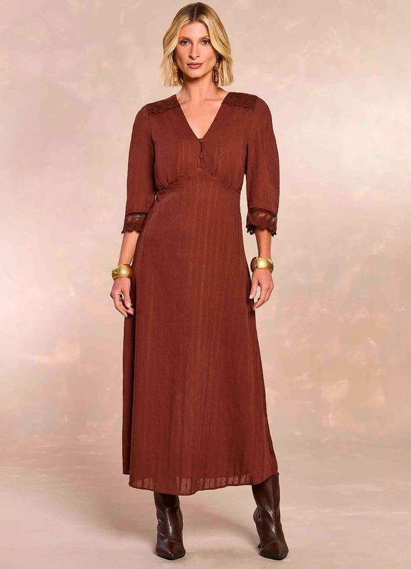 Vestido Longo Jardim Boho Marrom
