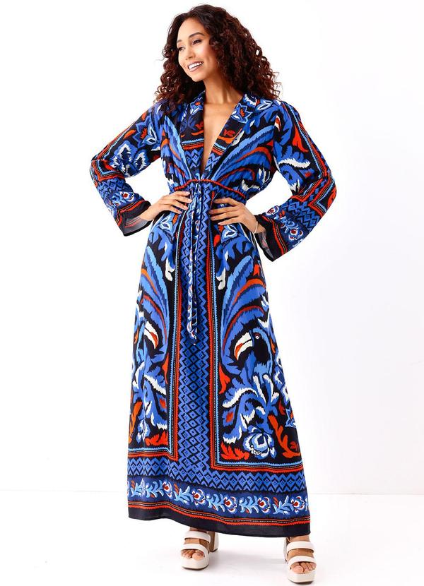 Vestido Longo Jardim de Tucano Azul